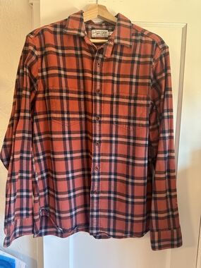 Guideboat Red Feather Soft Flannel Orange Button-Up